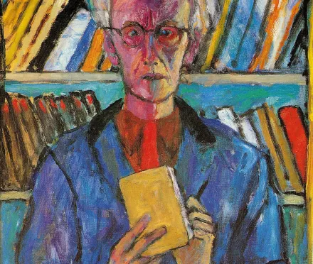 Józef Czapski, Autoportret z książkami, 1973 / Polona.pl  